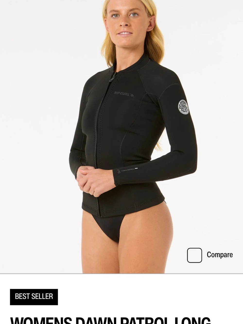 Women’s Dawn Patrol Long Sleeve: Rip Curl Black Neoprene Wetsuit Jacket